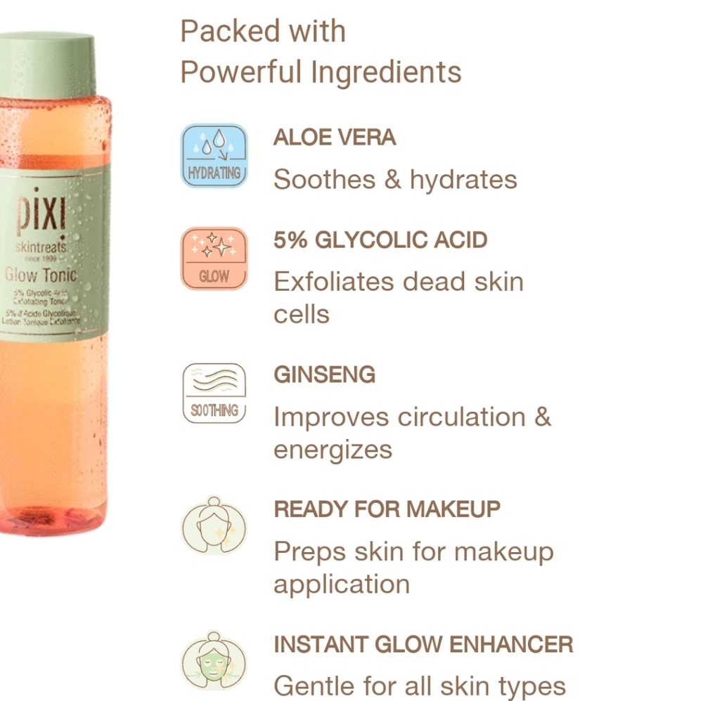 PIXI SKINTREATS GLOW TONIC TONER EXFOLIATING TONER. - Picture 6 of 11